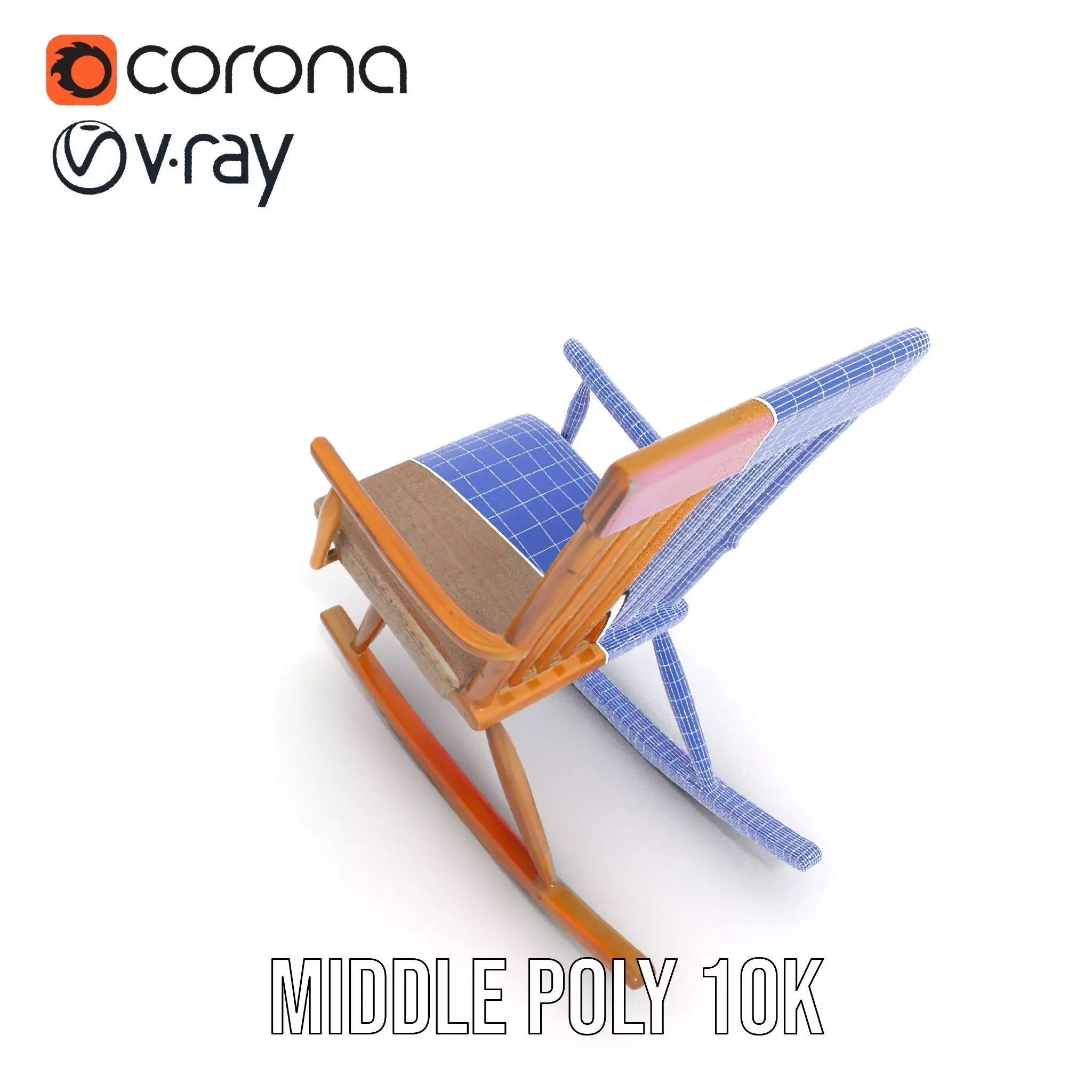 Classic Wooden Rocking Chair model pack Low-poly 3D model_12