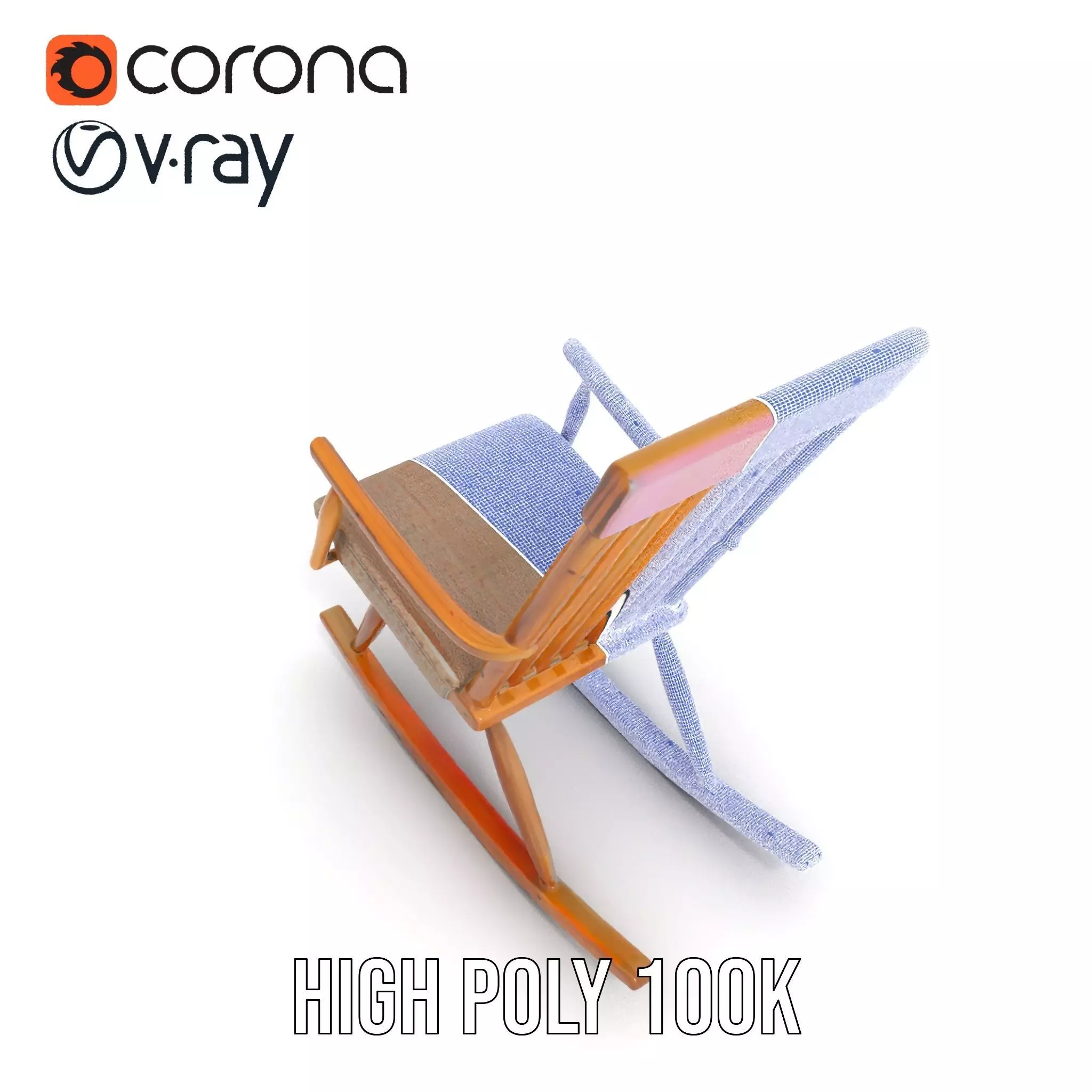 Classic Wooden Rocking Chair model pack Low-poly 3D model_32