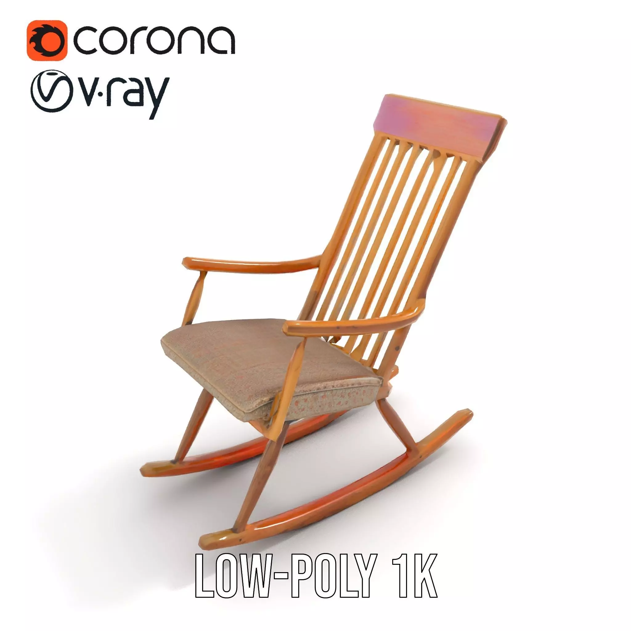 Classic Wooden Rocking Chair model pack Low-poly 3D model_18