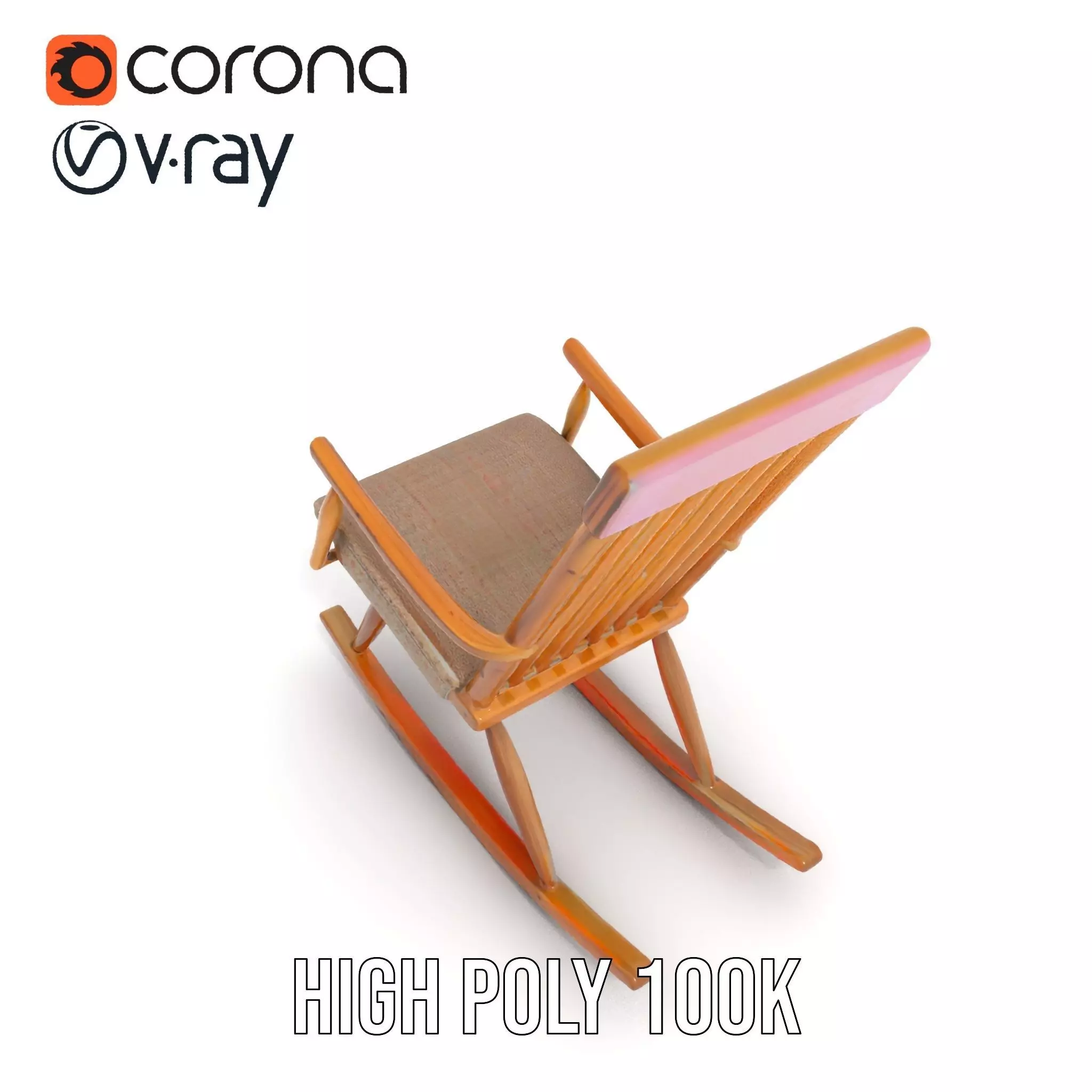 Classic Wooden Rocking Chair model pack Low-poly 3D model_19