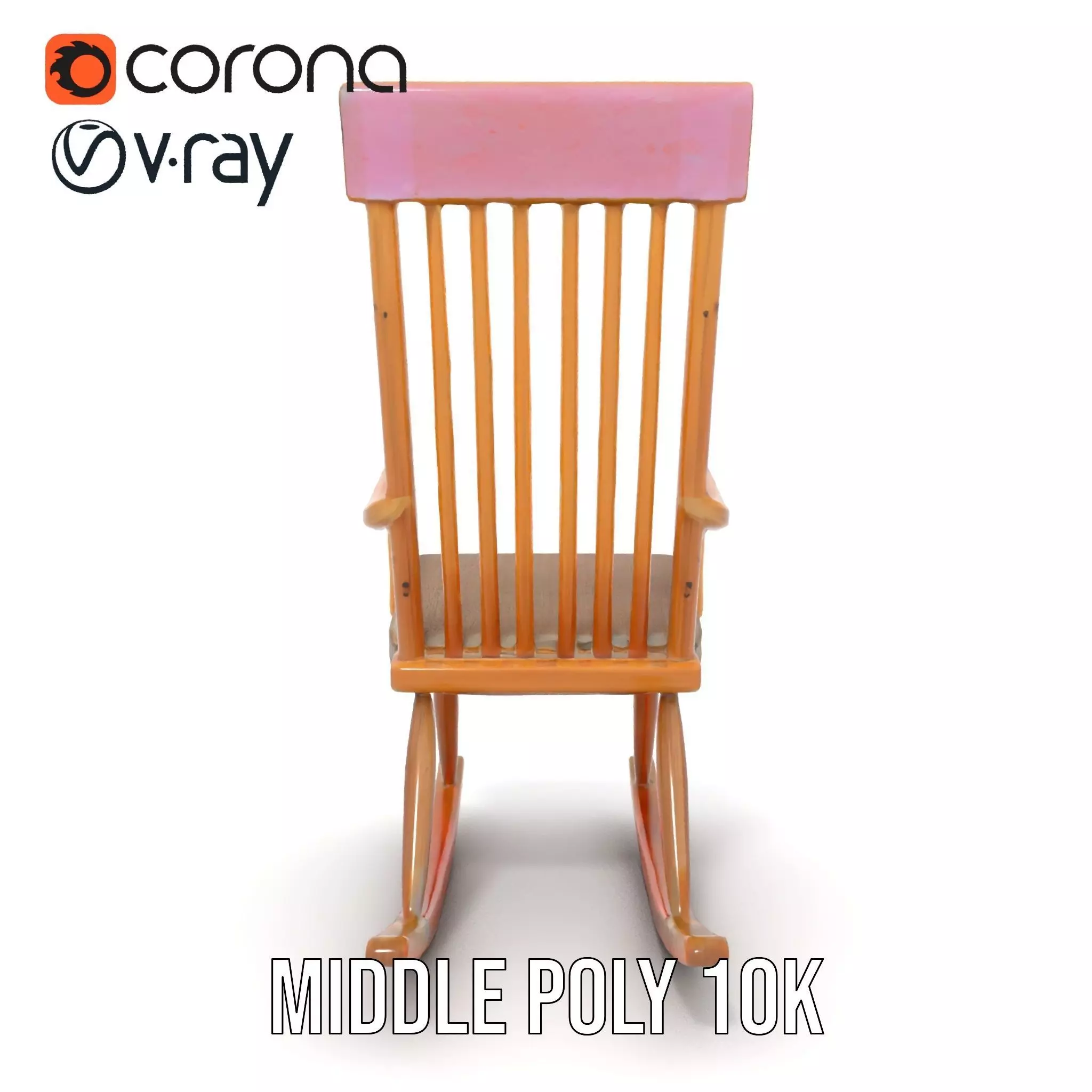 Classic Wooden Rocking Chair model pack Low-poly 3D model_17