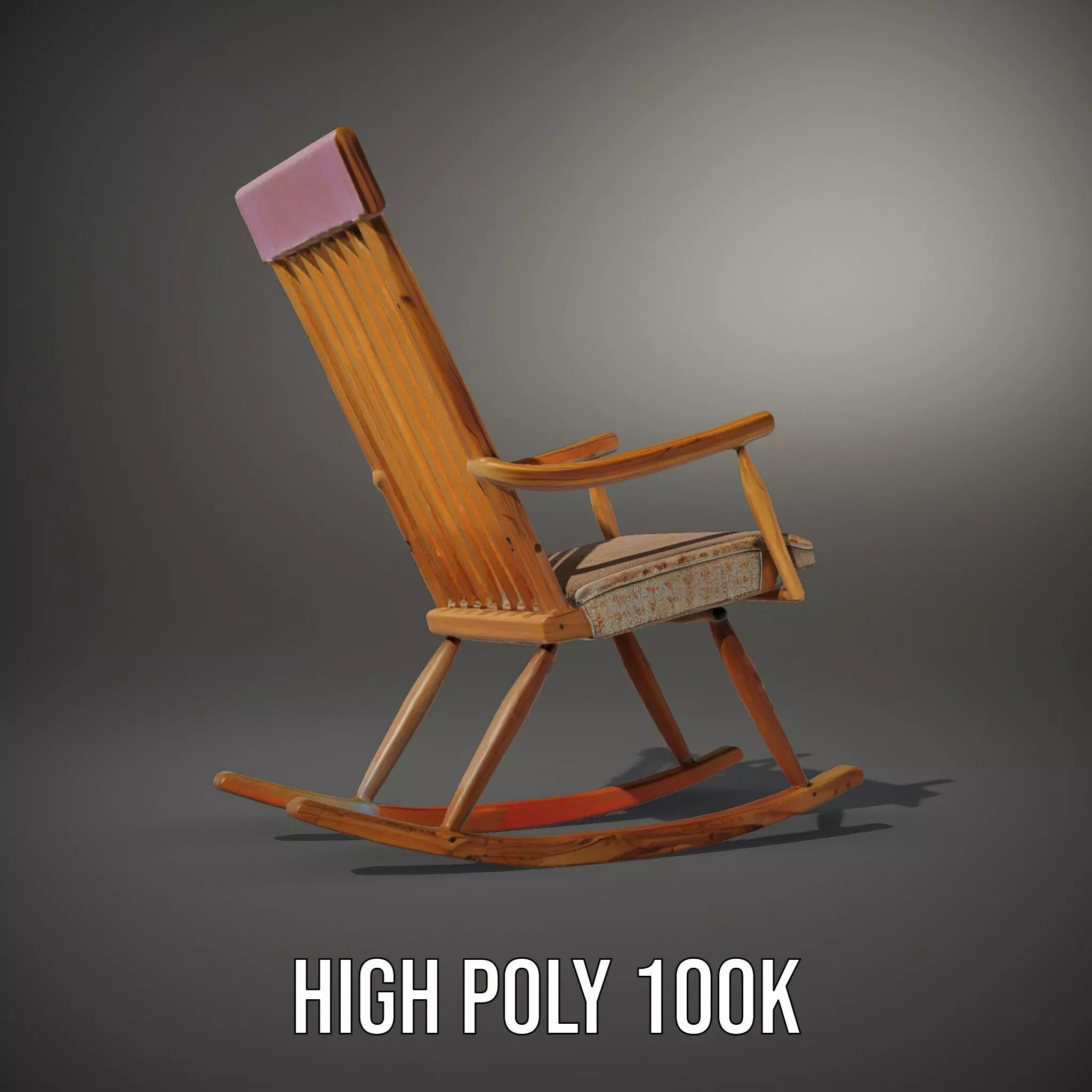 Classic Wooden Rocking Chair model pack Low-poly 3D model_9