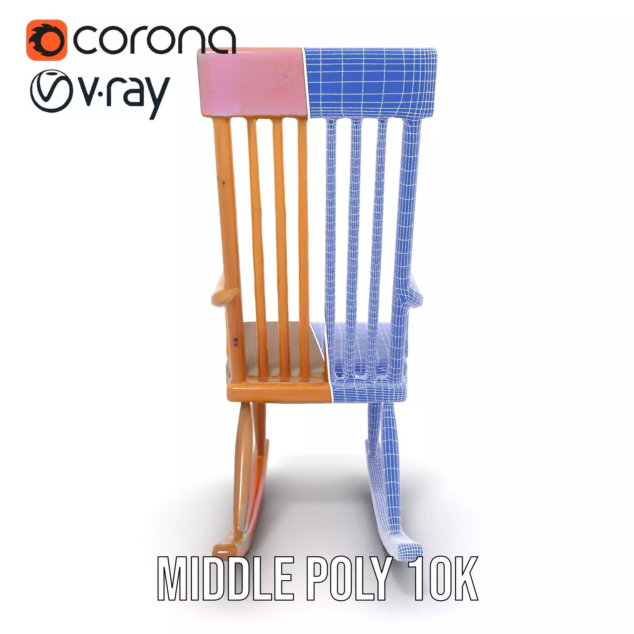 Classic Wooden Rocking Chair model pack Low-poly 3D model_28
