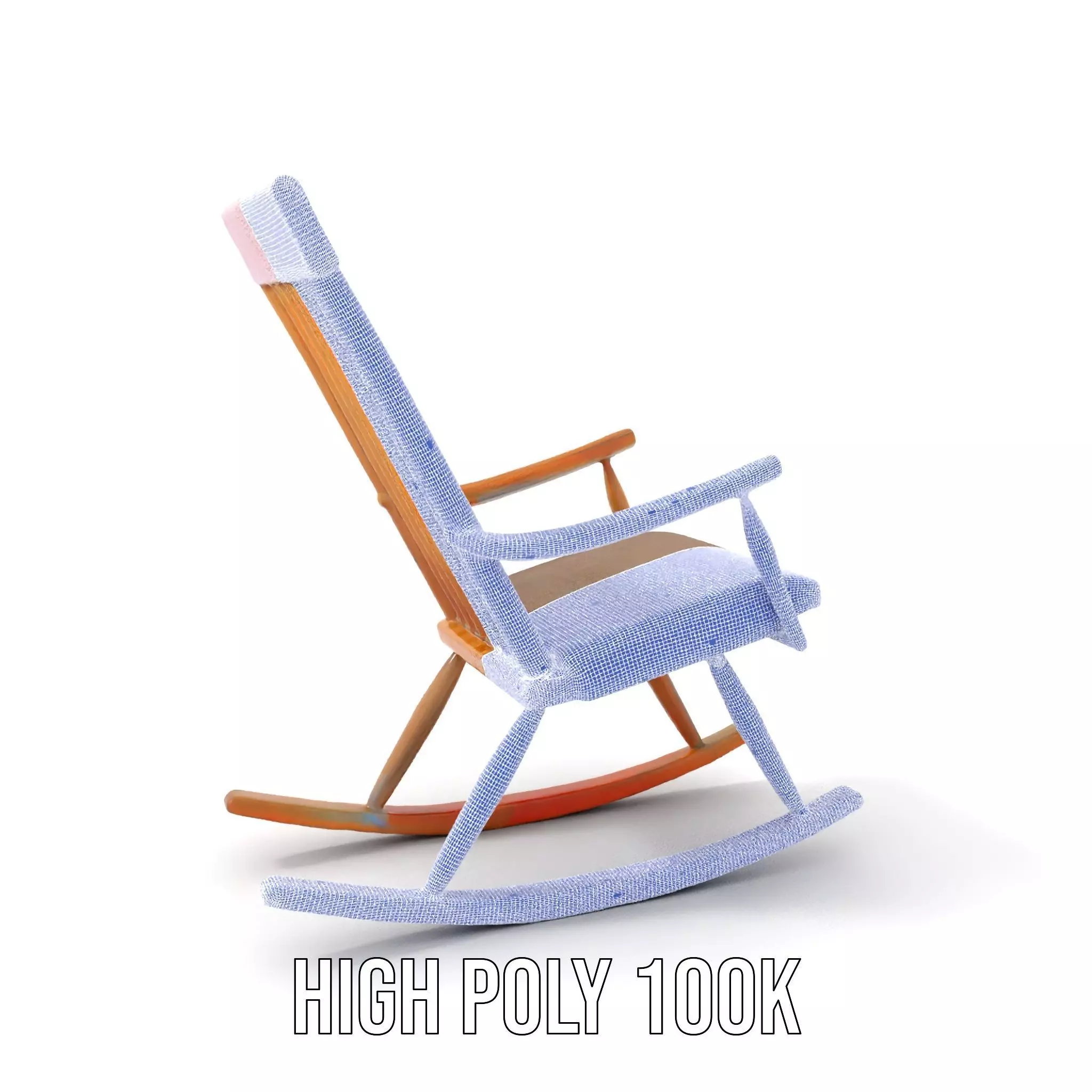 Classic Wooden Rocking Chair model pack Low-poly 3D model_5