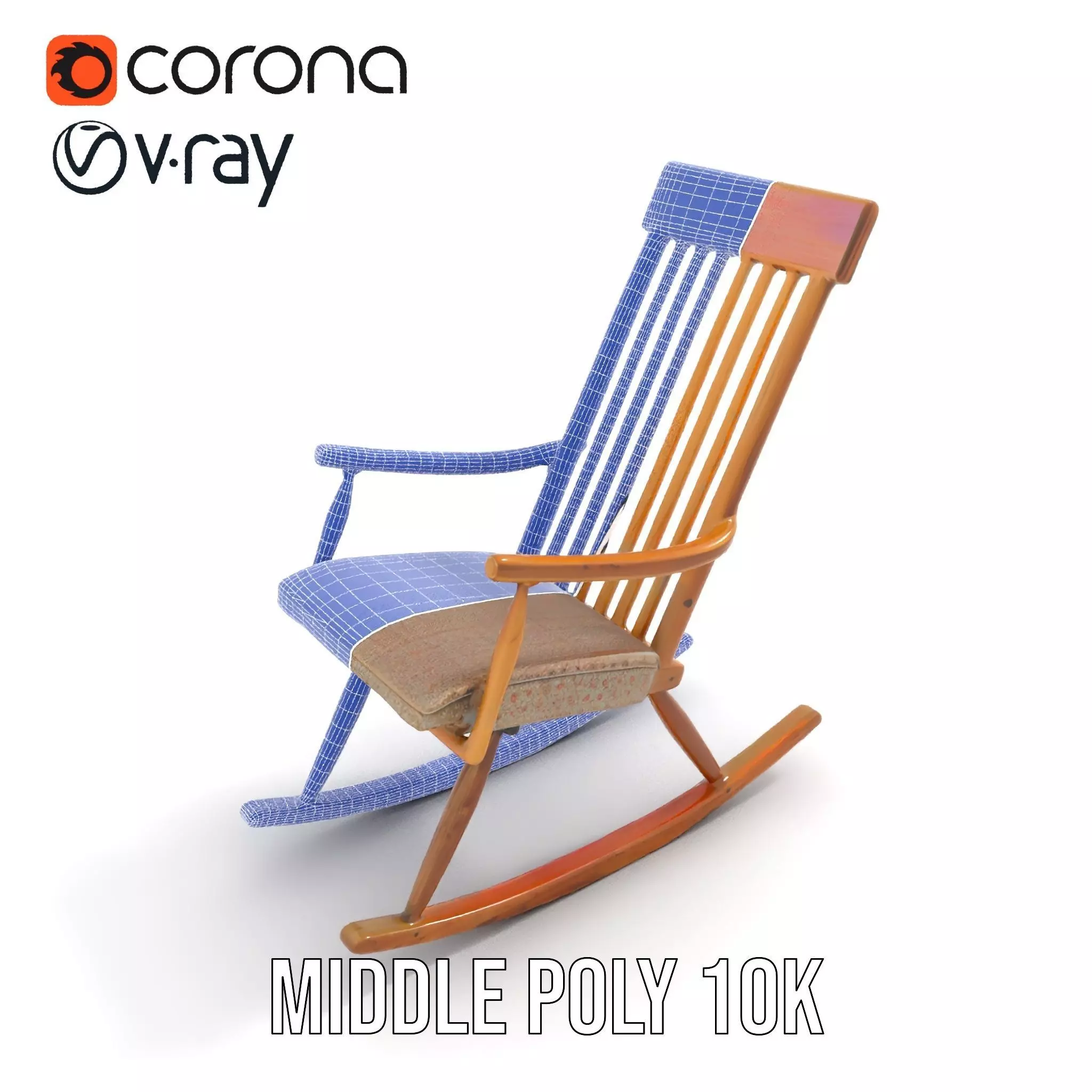 Classic Wooden Rocking Chair model pack Low-poly 3D model_30