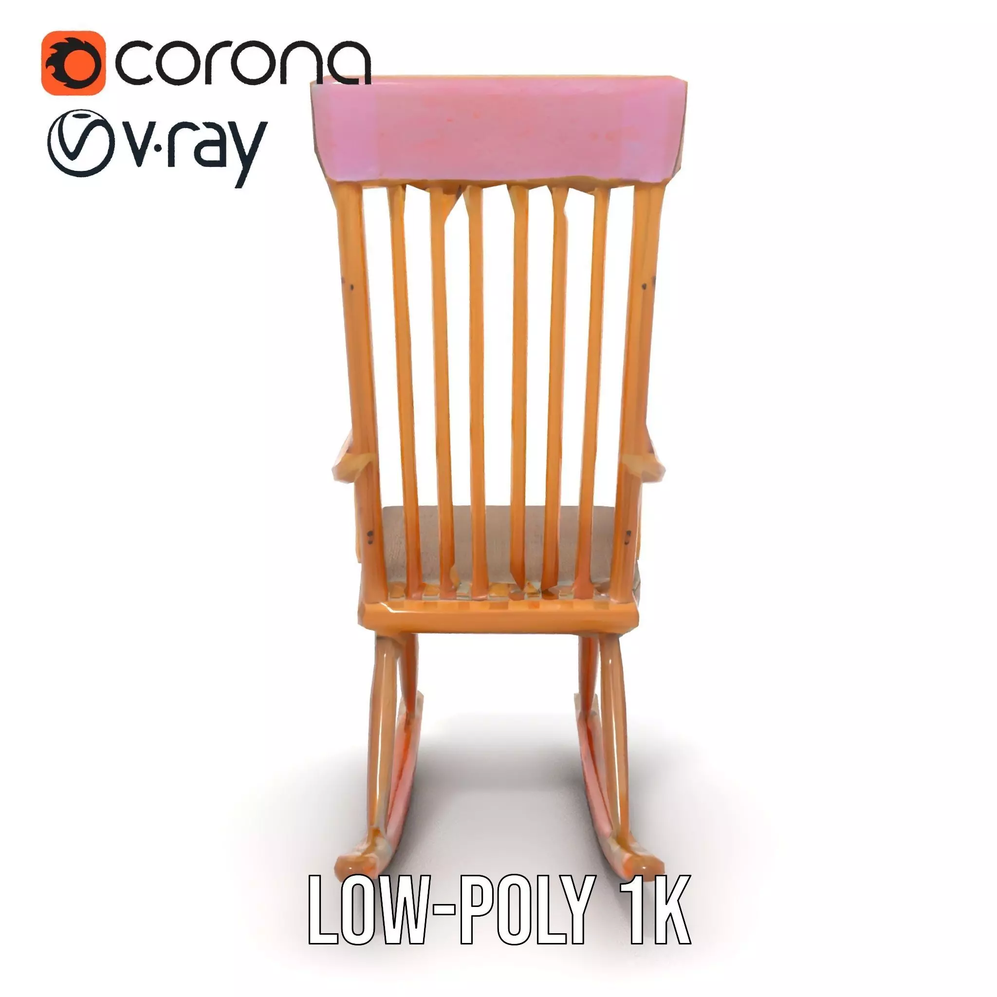 Classic Wooden Rocking Chair model pack Low-poly 3D model_10