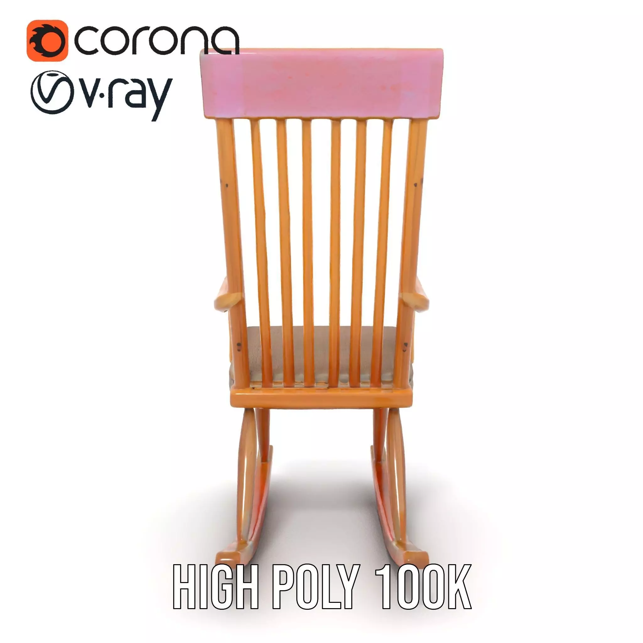 Classic Wooden Rocking Chair model pack Low-poly 3D model_27