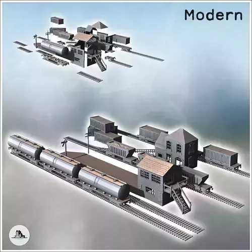 Industrial railway station with buildings tracks and wagons 17 -