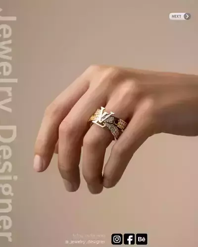 Luxury L and V Crossover Diamond Ring