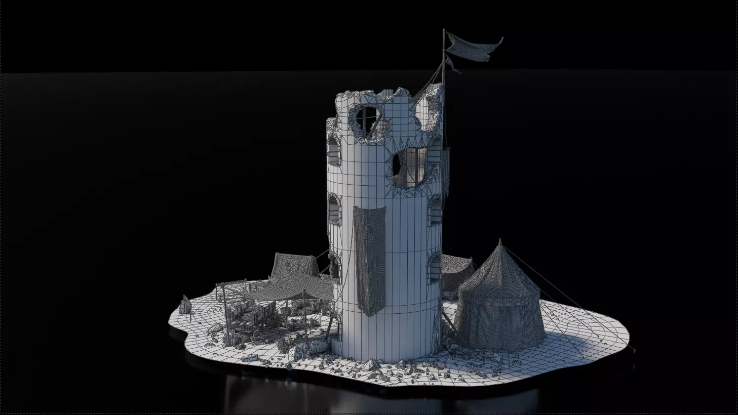 Tower Army Camp Medieval 3D model_5