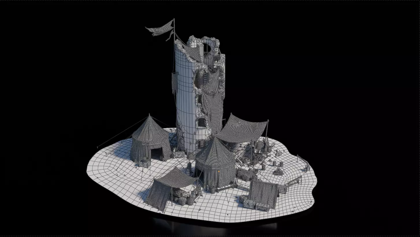 Tower Army Camp Medieval 3D model_3