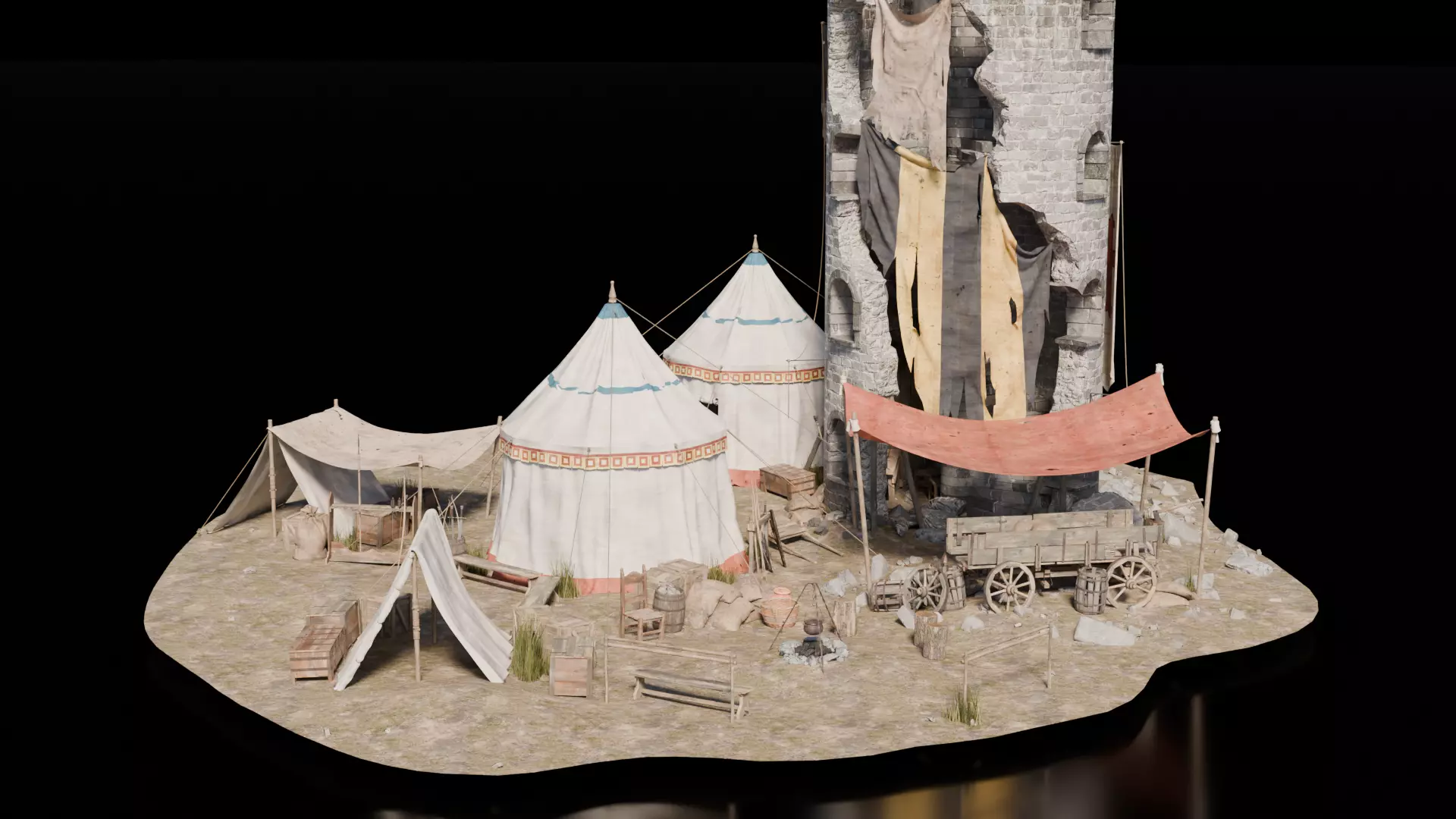 Tower Army Camp Medieval 3D model_1