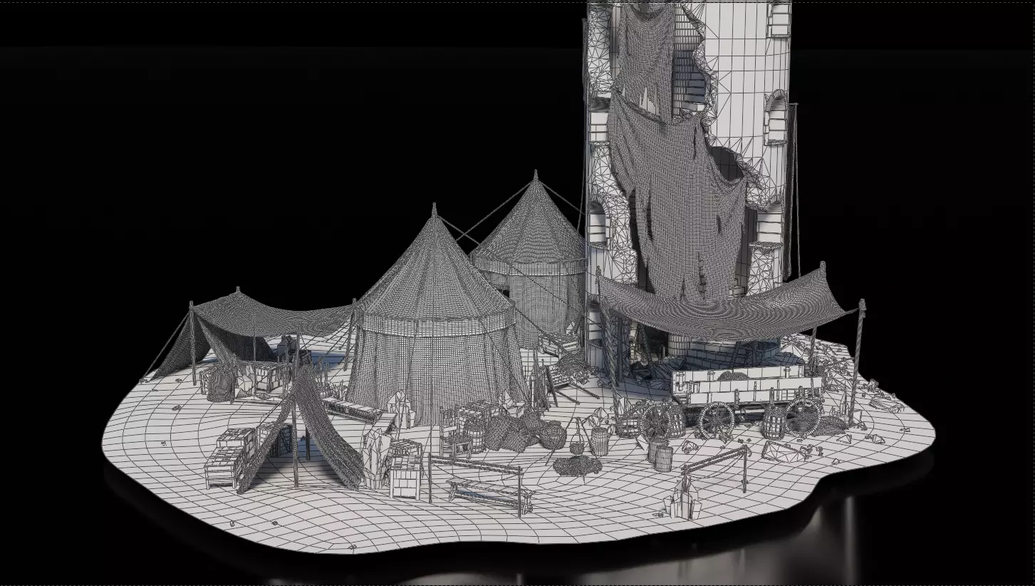 Tower Army Camp Medieval 3D model_4
