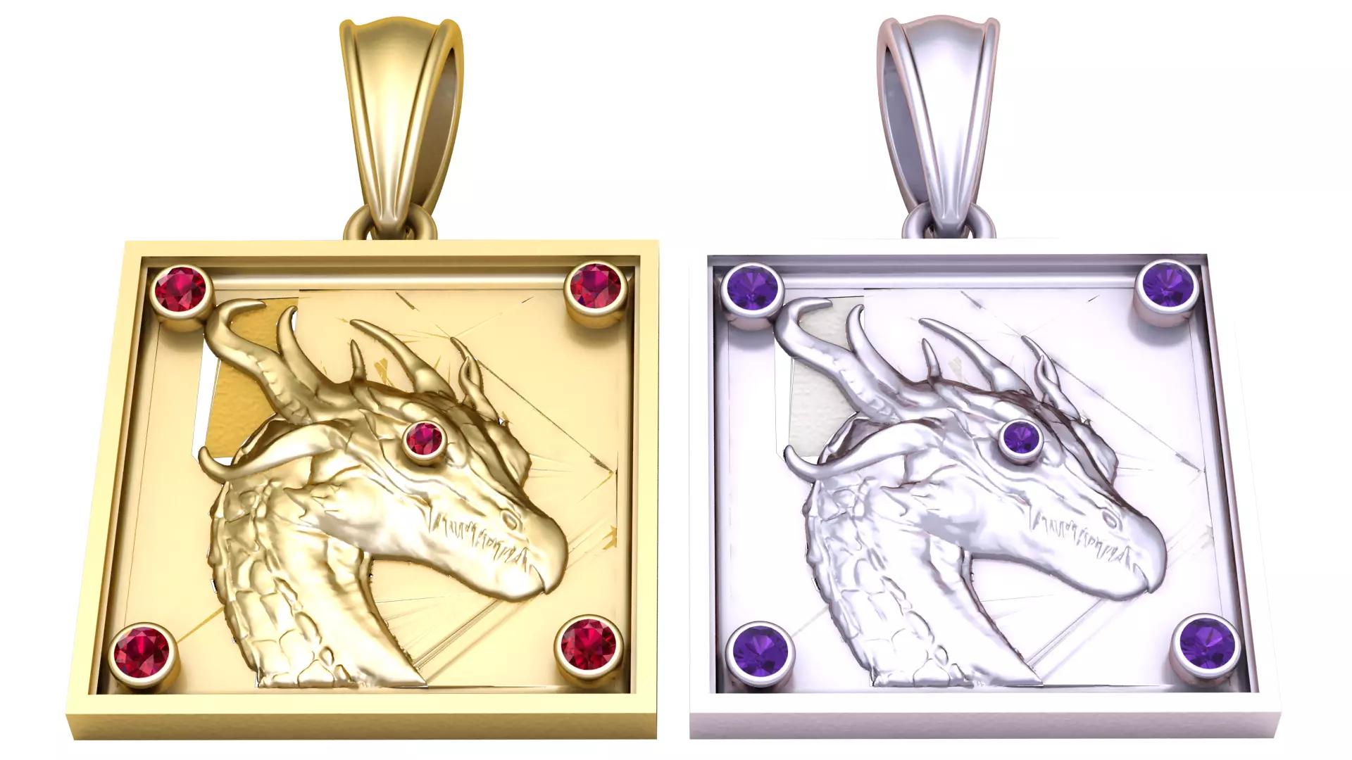 SQUAR DRAGUON FACES PENDANT 3D PRINTABLE MODEL 3D print model
