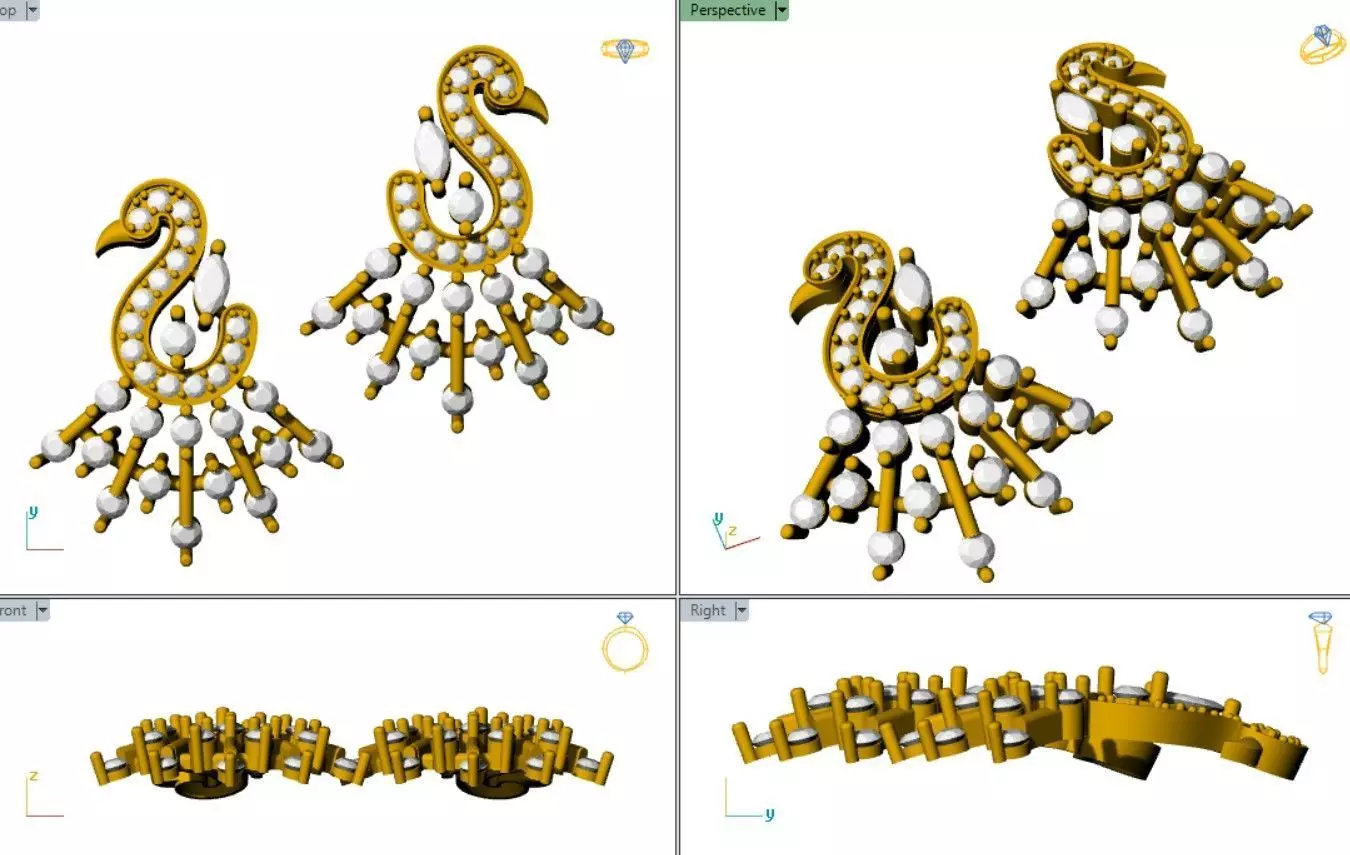 Stylized Diamond Mayura Tops 3D print model_3