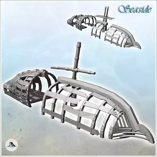 Boat hull with mast 3 - Pirate Jungle Island Beach Piracy Caribb