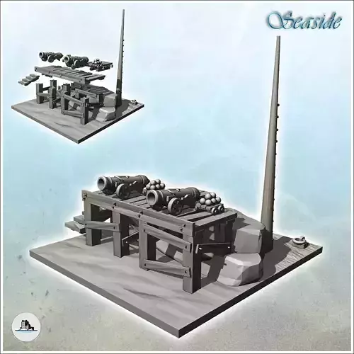 Firing position with ball cannons and mast 4 - Pirate Jungle Isl