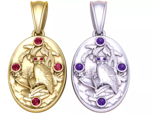 ROUND DESIGN OWL PENDANT 3D PRINTABLE MODEL  3D print model_0