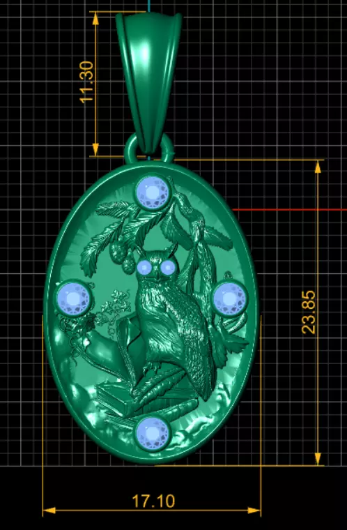 ROUND DESIGN OWL PENDANT 3D PRINTABLE MODEL  3D print model_3