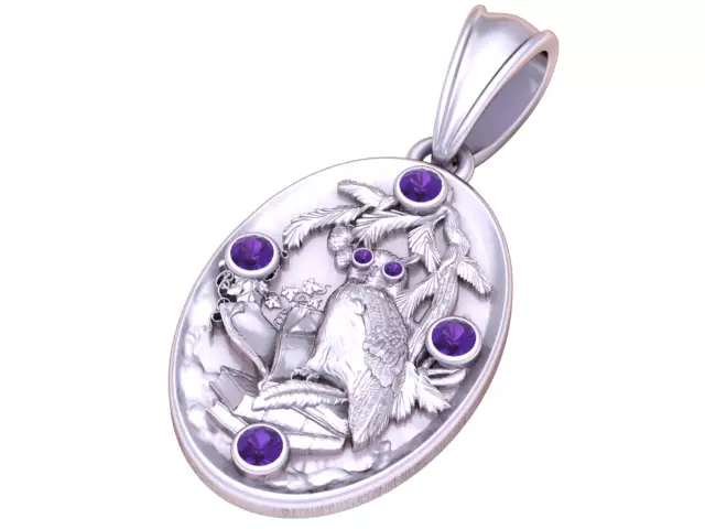 ROUND DESIGN OWL PENDANT 3D PRINTABLE MODEL  3D print model_2