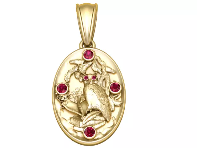 ROUND DESIGN OWL PENDANT 3D PRINTABLE MODEL  3D print model_1