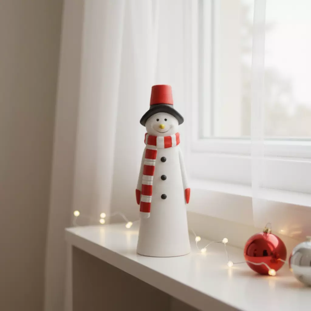 Snowman decorative christmas sculpture 3D print model_0