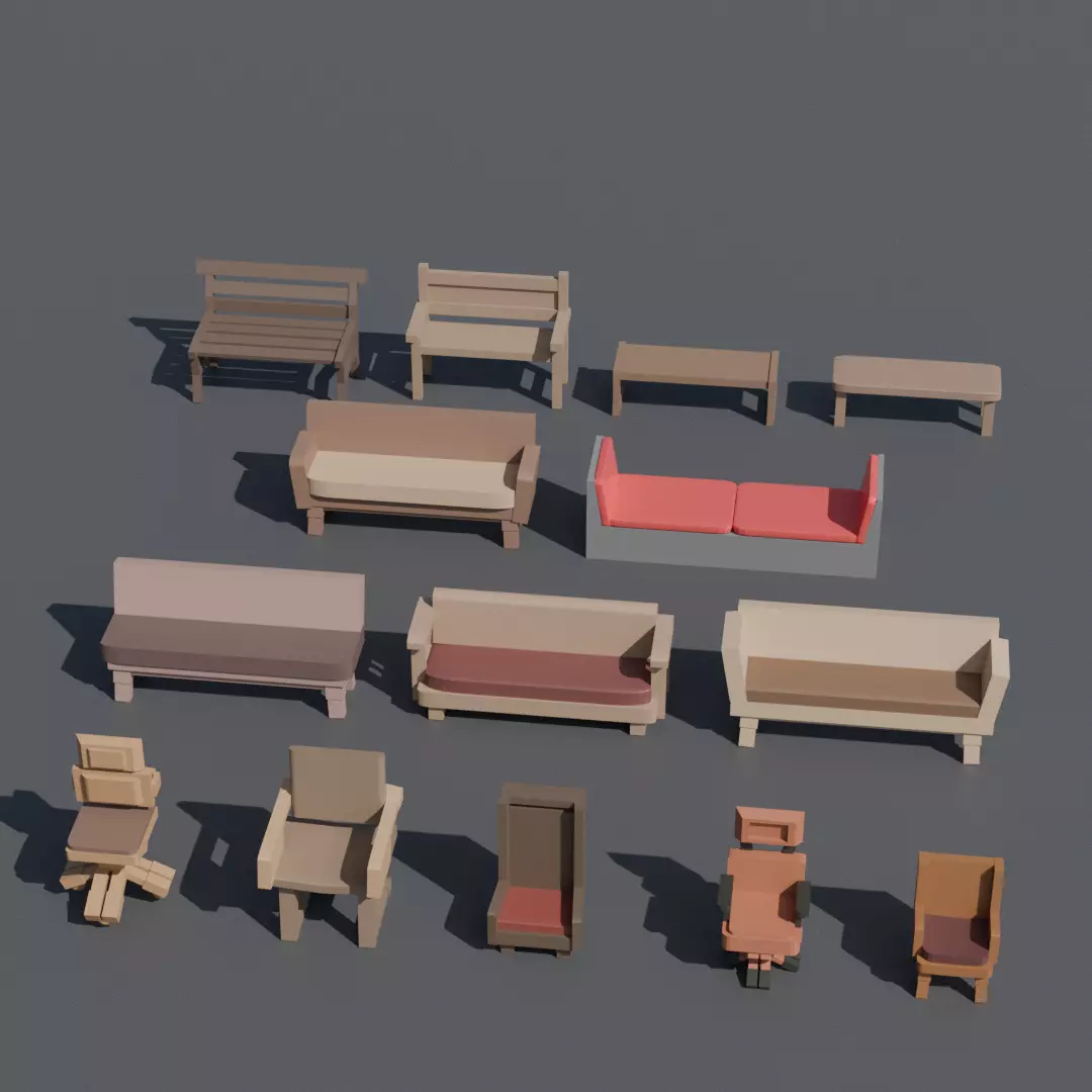Low-Poly Furniture Pack V1 - Interior Home and Office Low-poly 3D model_19