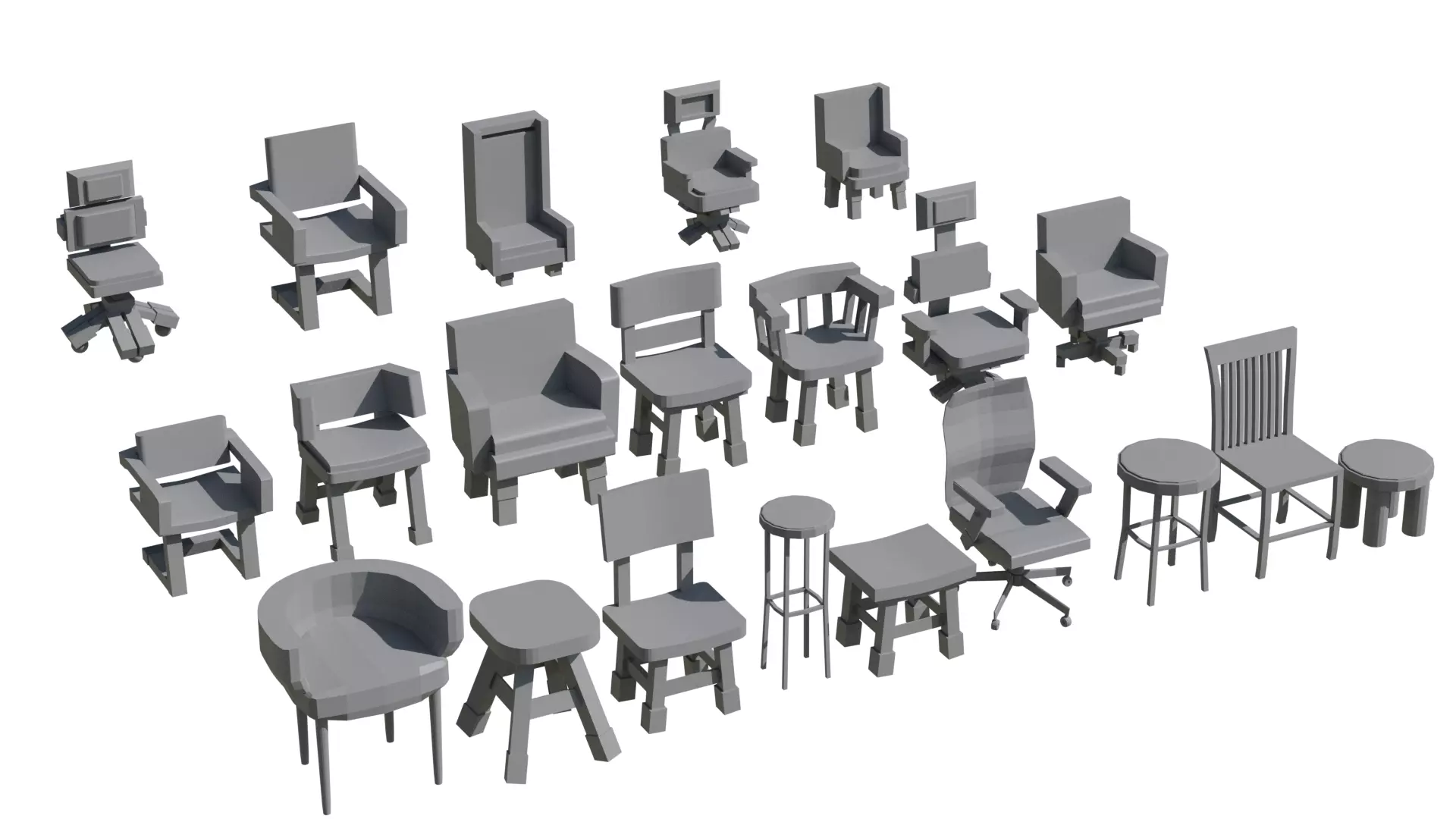 Low-Poly Furniture Pack V1 - Interior Home and Office Low-poly 3D model_12