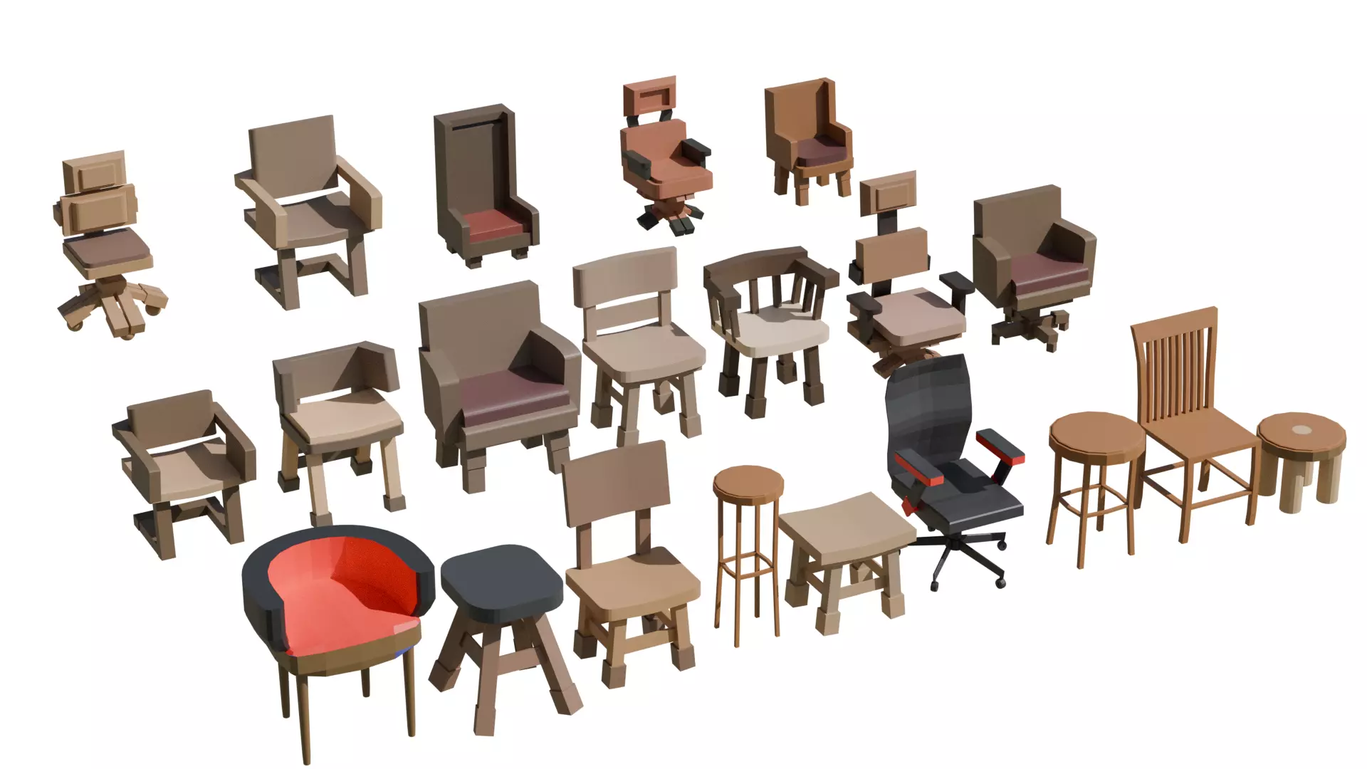 Low-Poly Furniture Pack V1 - Interior Home and Office Low-poly 3D model_11
