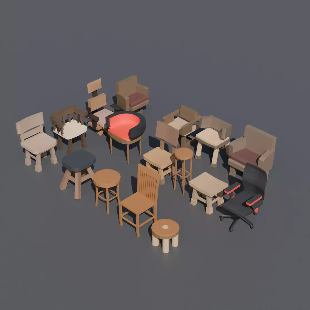 Low-Poly Furniture Pack V1 - Interior Home and Office Low-poly 3D model_18