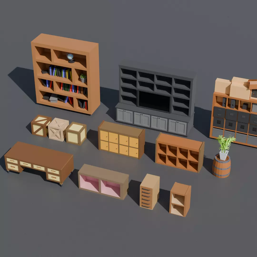 Low-Poly Furniture Pack V1 - Interior Home and Office Low-poly 3D model_20