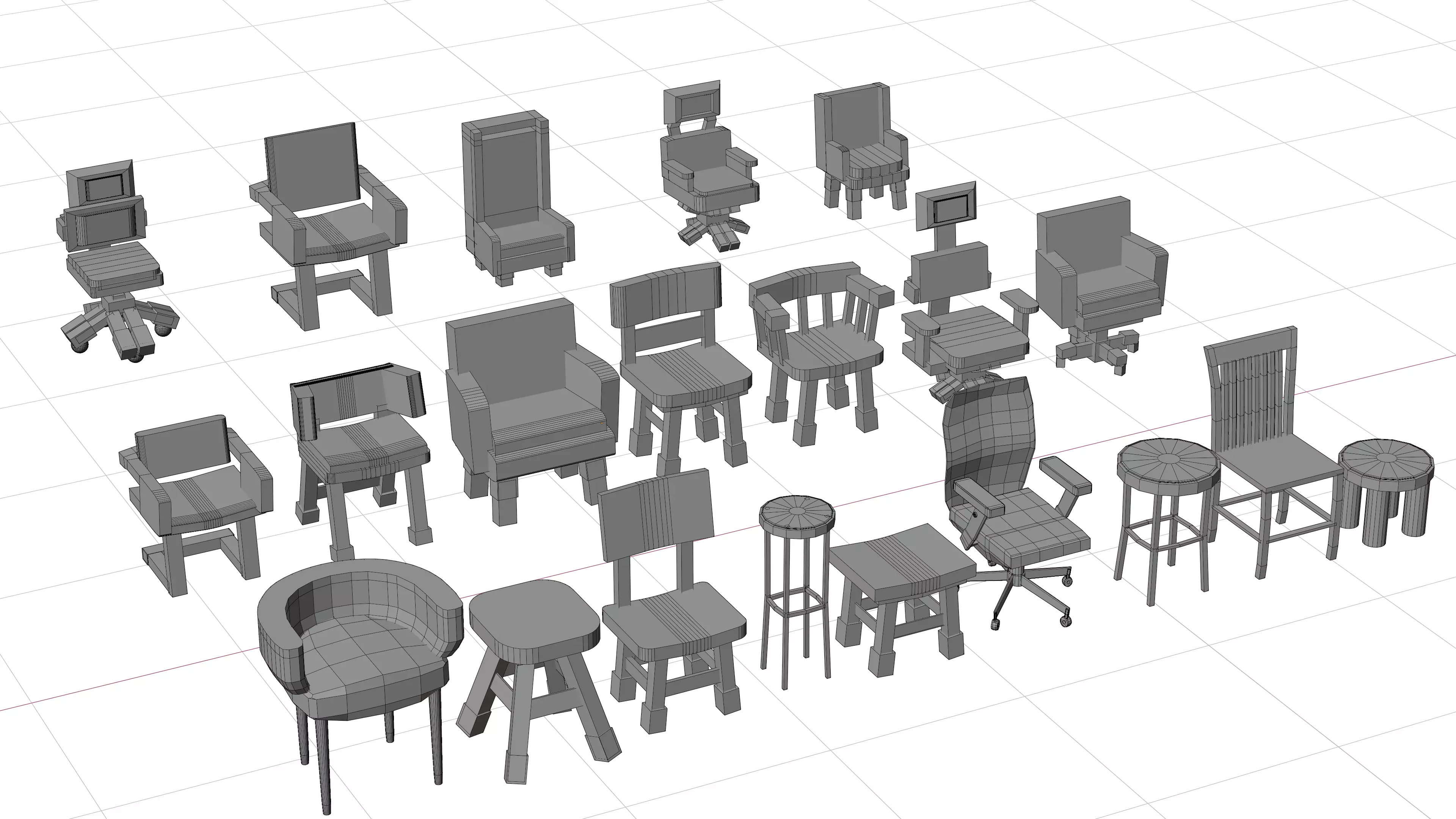 Low-Poly Furniture Pack V1 - Interior Home and Office Low-poly 3D model_13