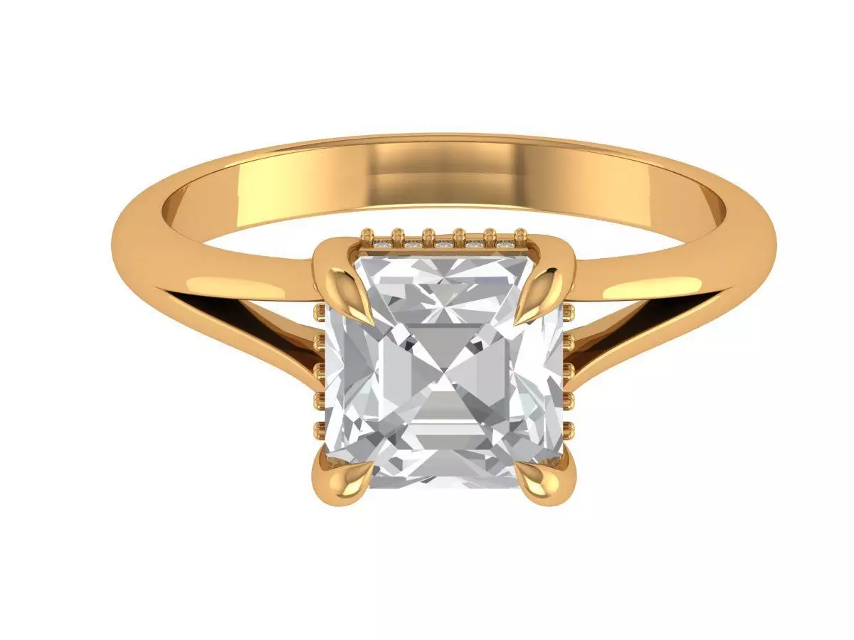 Asscher Engagement Ring 3D print model