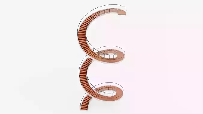 Spiral Staircase V3 - Modern Interior Stairs Low-poly 3D model