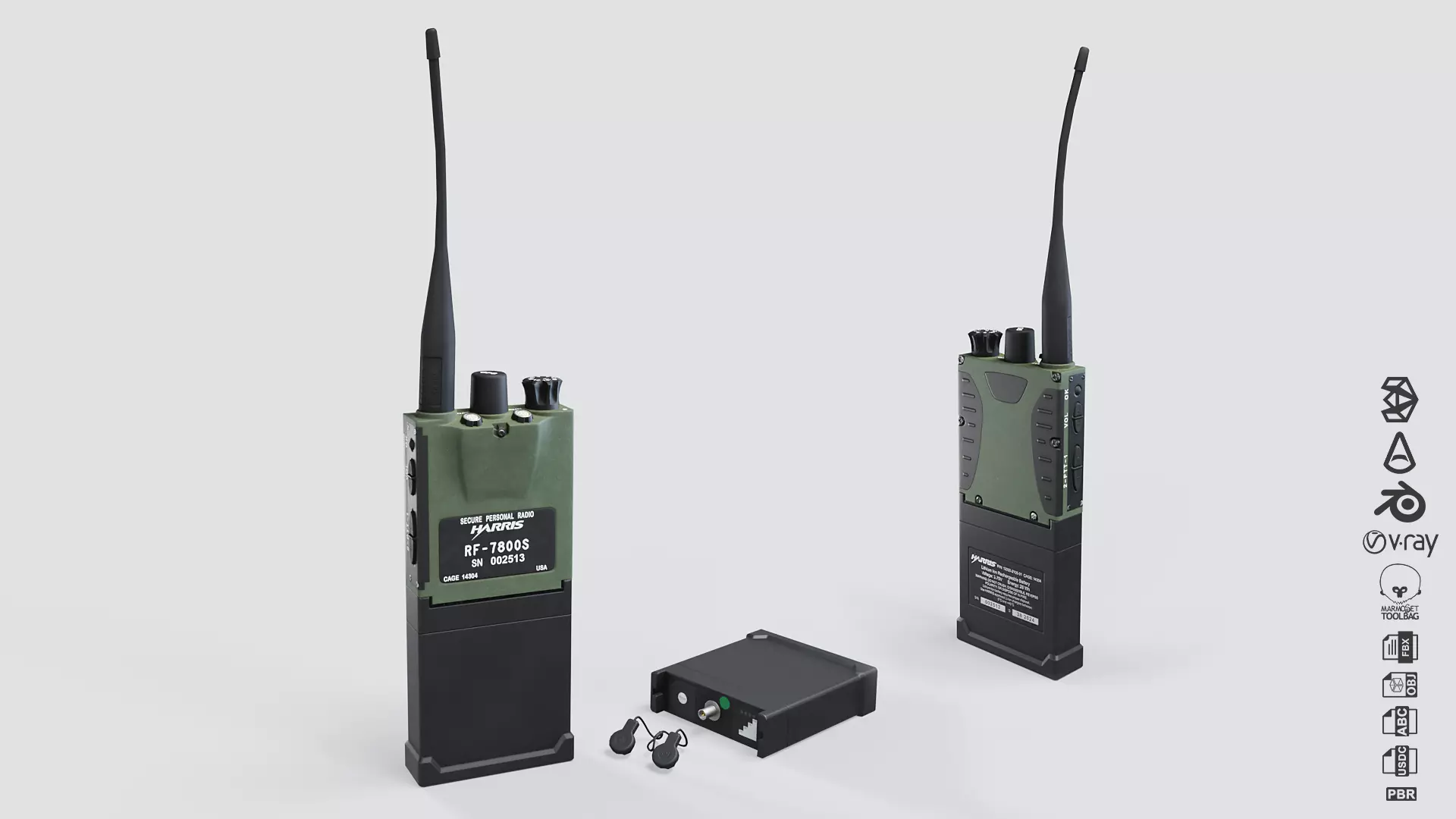 Harris RF 7800s PRR Radio Low-poly 3D model_0