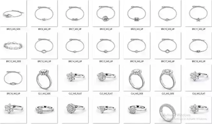 Jewelry 500 Pcs  STL Files Rings Pendants Bracelets Earrigns