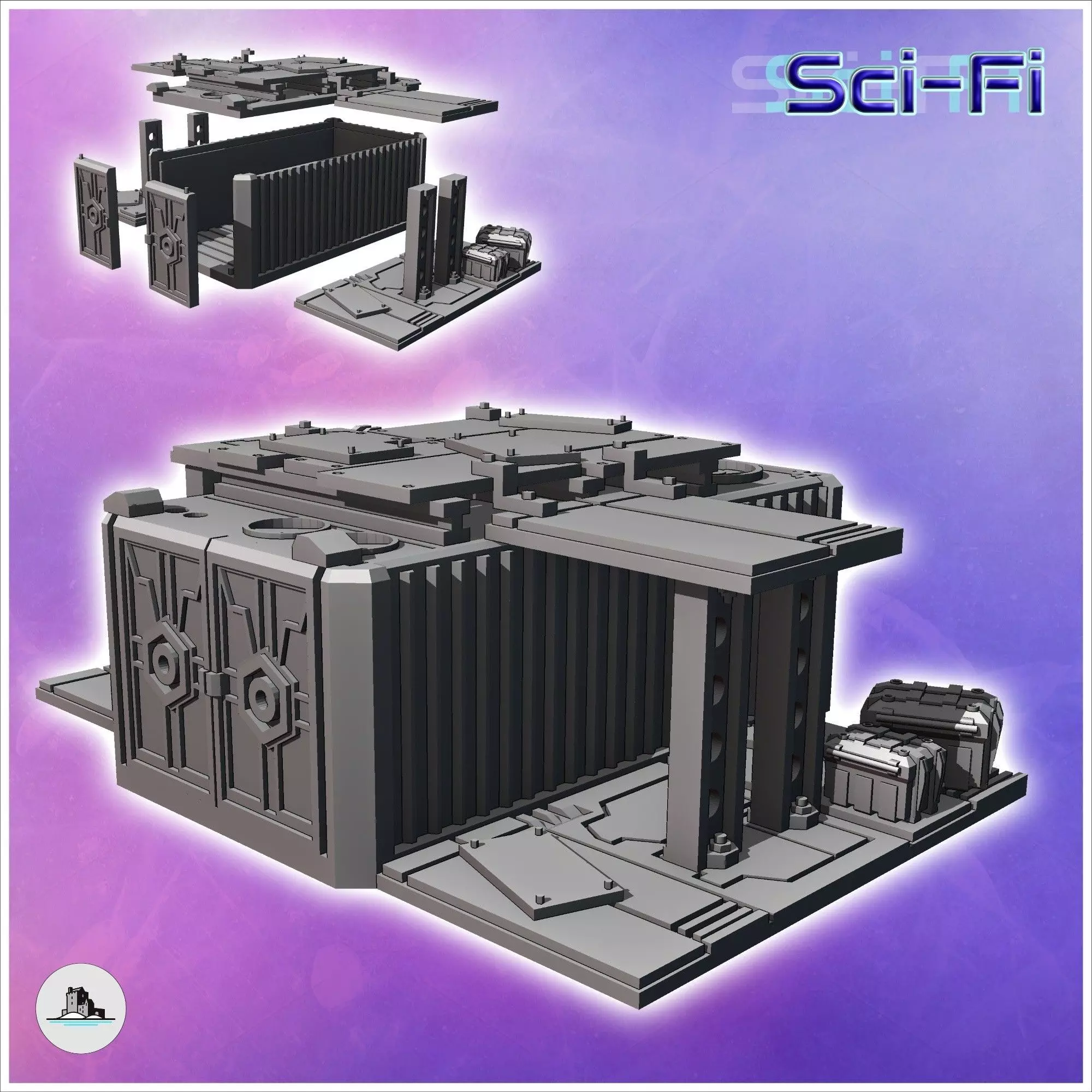 Container shelter with crates and metal awning 6 - Modern WW2 WW 3D print model_0