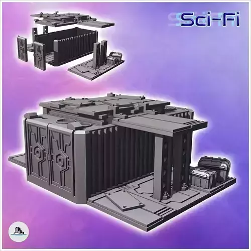 Container shelter with crates and metal awning 6 - Modern WW2 WW