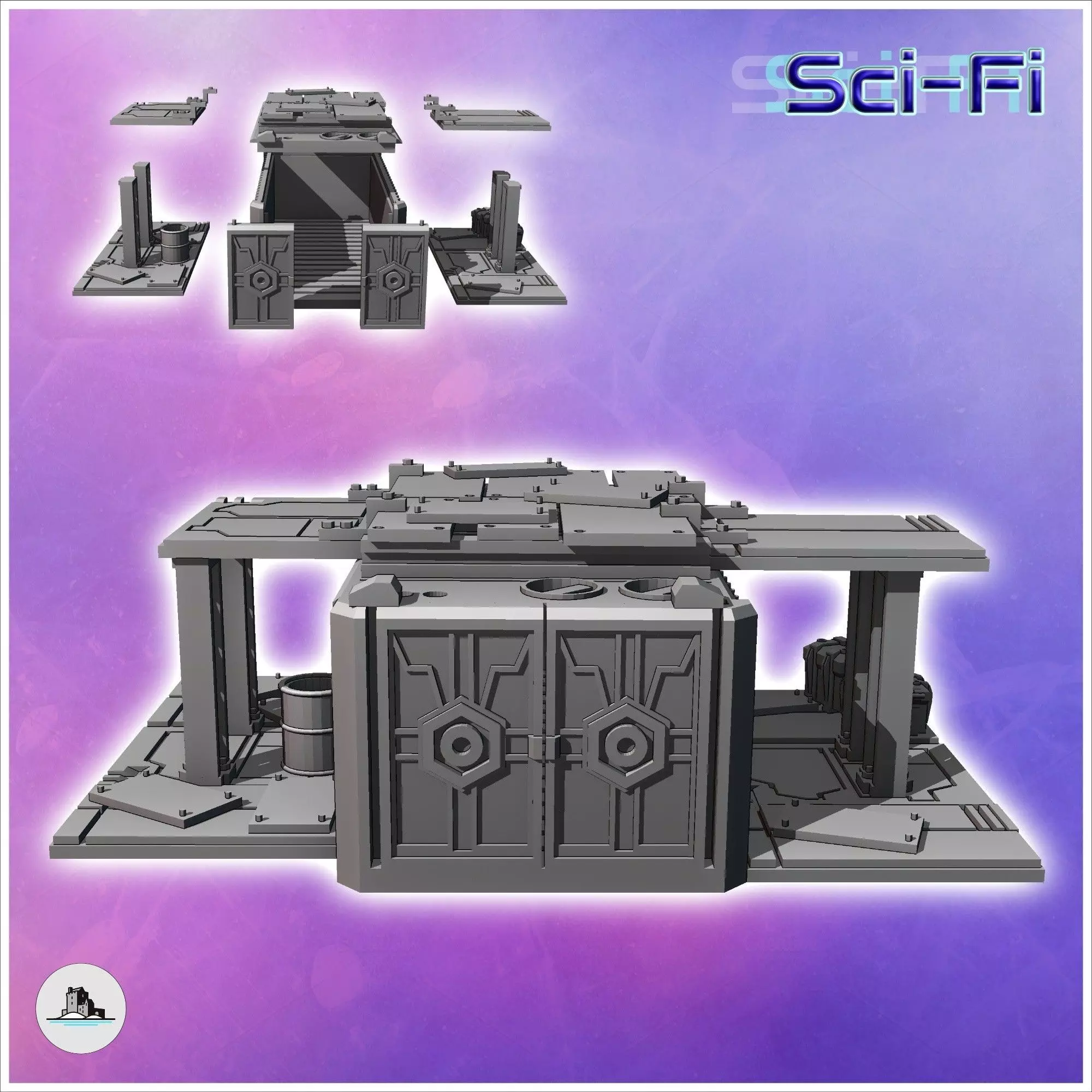 Container shelter with crates and metal awning 6 - Modern WW2 WW 3D print model_1