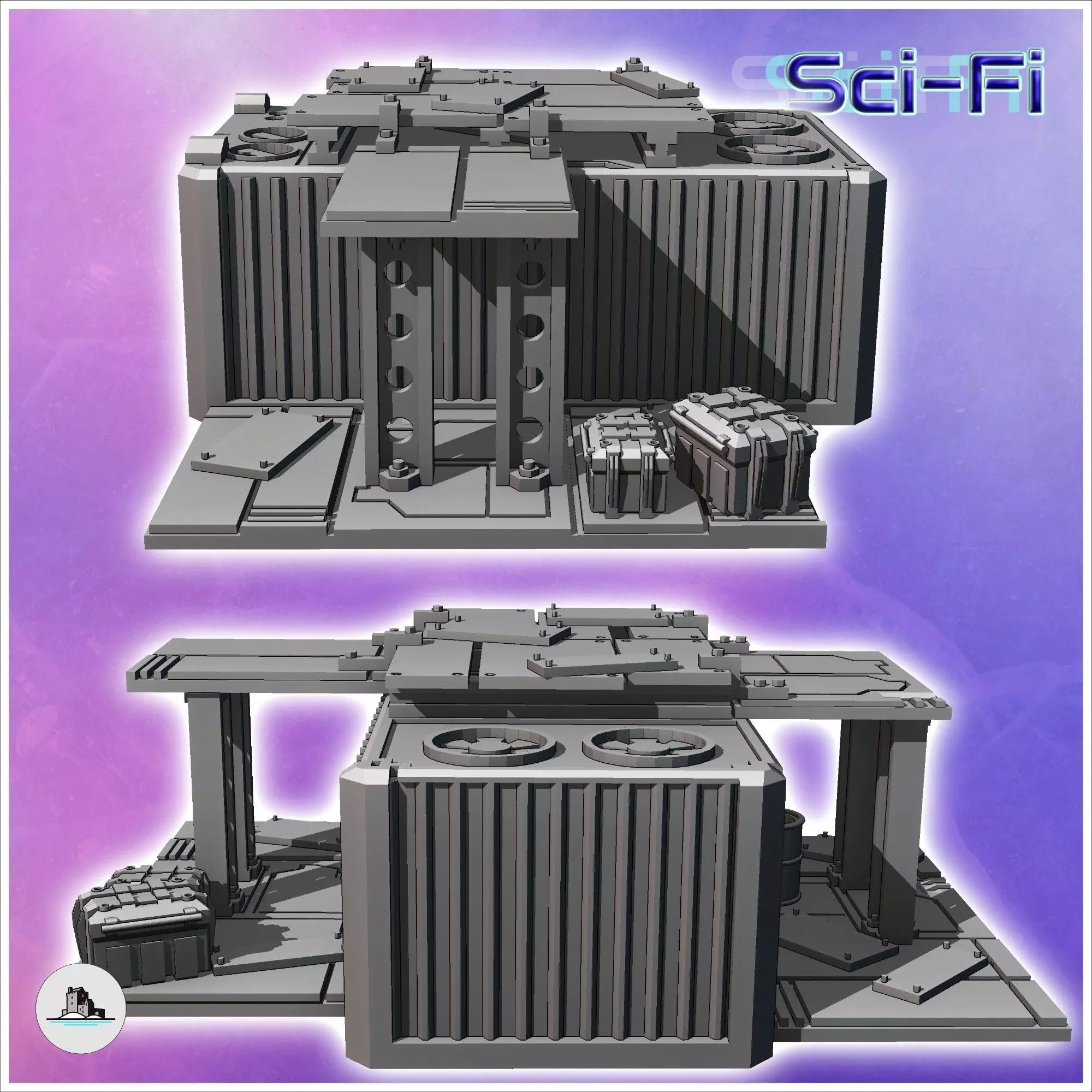 Container shelter with crates and metal awning 6 - Modern WW2 WW 3D print model_3