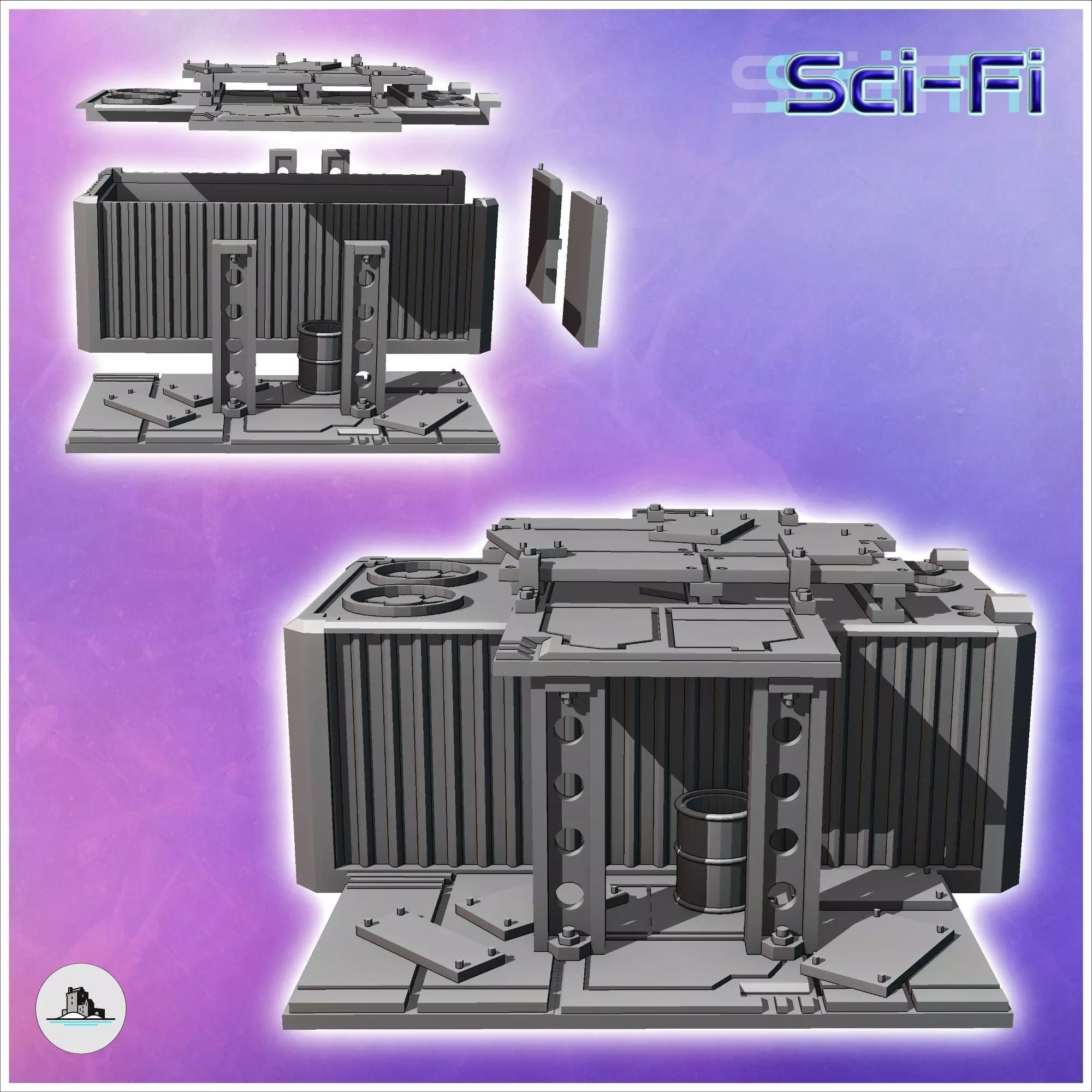 Container shelter with crates and metal awning 6 - Modern WW2 WW 3D print model_2