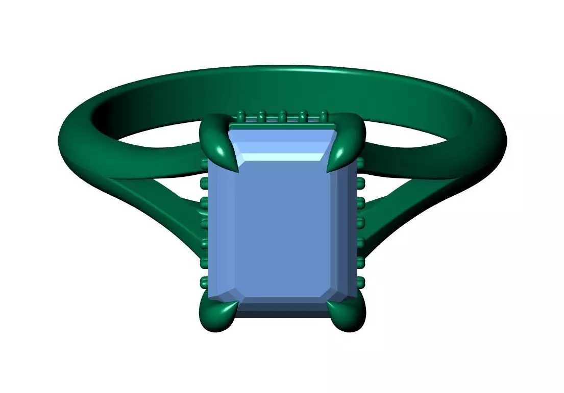 Emerald Engagement Ring 3D print model_11