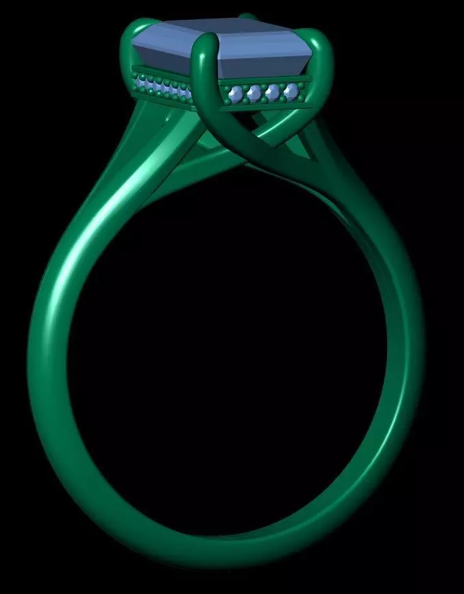 Emerald Engagement Ring 3D print model_15