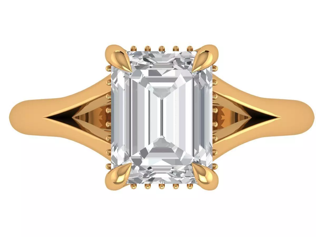 Emerald Engagement Ring 3D print model_2