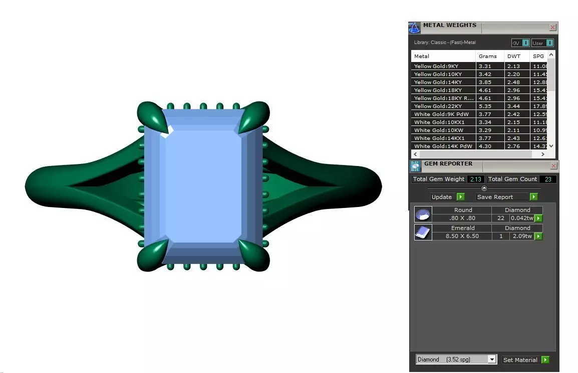 Emerald Engagement Ring 3D print model_9