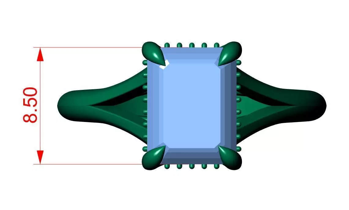 Emerald Engagement Ring 3D print model_10