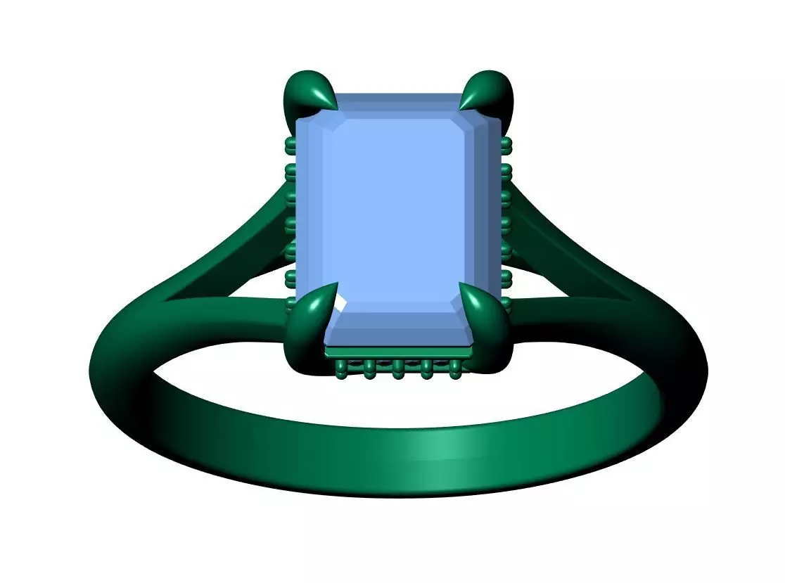 Emerald Engagement Ring 3D print model_12