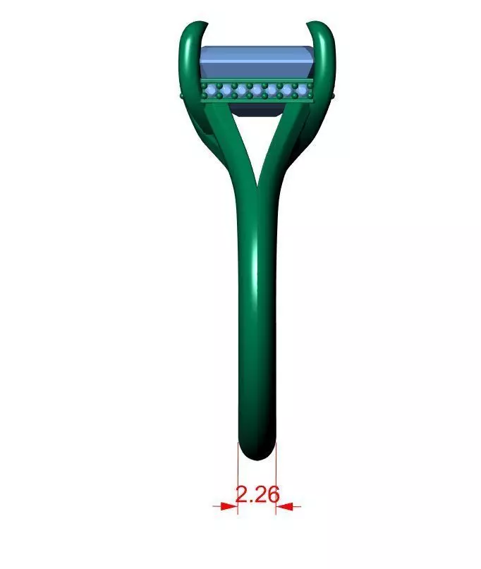 Emerald Engagement Ring 3D print model_7