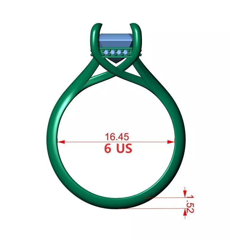 Emerald Engagement Ring 3D print model_13