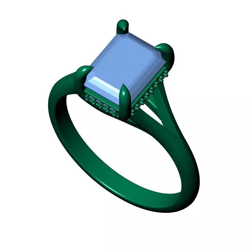 Emerald Engagement Ring 3D print model_8